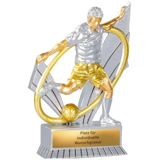 eberin – Fussball Pokal 12 cm - Trophäe personalisierbar, All-Stars Award - Altherren Wanderpokal, ü30 Fußballsieger Preis mit Gravur