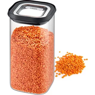 GEFU Vorratsdose Pantry 1400 ml Glas Schwarz L (Large)