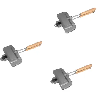 Heiikiuy 3X Hot-Dog-Toaster, Doppelseitige Sandwich-Backform, Käse-Sandwich-Maker-Flip-Pfanne, Camping-Bratpfanne