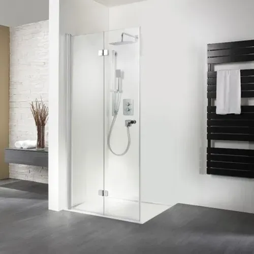HSK Exklusiv Drehfalttür für Seitenwand, Größe: 80 x 200 cm, Anschlag links, 407080-L-41-50, Duschkabine: Chromoptik: ESG klar