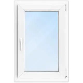 FENSTERVERSAND - Kunststofffenster Weiß - zu öffnendes Fenster 60x80 Kunststoff mit Griff, Dreh- & Kippfenster, 2-fach Verglasung, Klarglas - DIN rechts - BxH: 600x800 mm, 70 mm Profil