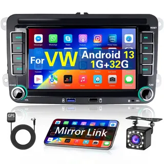 Hikity Android Autoradio mit Navi für VW Passat b6 b7 Golf 5 6 Plus Touran Seat Skoda Wireless Carplay Android Auto, 7Zoll Touchscreen Radio mit GPS WiFi Bluetooth Mirror Link FM EQ SWC Rückfahrkamera