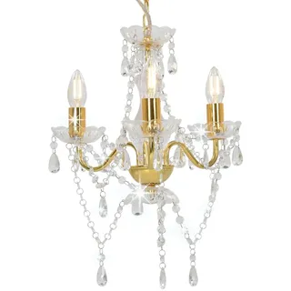 vidaXL Kronleuchter mit Perlen Goldfarben Rund 3×E14