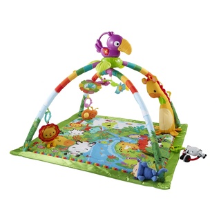 Fisher-Price Rainforest Erlebnisdecke, Krabbeldecke für Baby mit Spielbogen, Dschungel Spieldecke mit Musik und Licht, Babyspielzeug, für Neugeborene, ab Geburt, GXC35