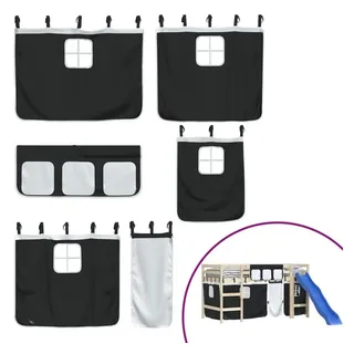 vidaXL Vorhänge für Hochbett Weiß und Schwarz Polyester