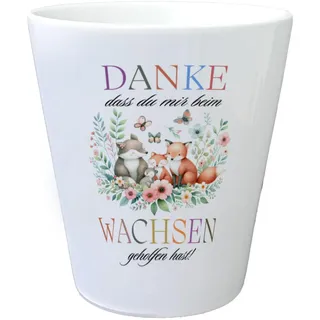 speecheese Waldtiere Blumentopf mit Spruch Danke für Deine Hilfe beim Wachsen niedliche Wald Tiere süße Wildtiere in Waldlandschaft mit Blüten - Dankeschön