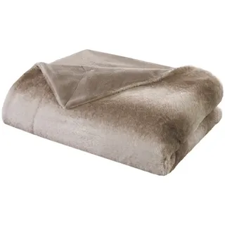 Wohndecke Luxus Chalet, Delindo Lifestyle, XXL Kuscheldecke fürs Sofa, Webpelzdecke beige|braun 220 cm x 240 cm