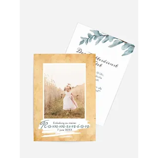Einladungskarten Kommunion selbst gestalten mit Spruch und Fotos im Onlinedesigner bei Meine-Kartenmanufaktur.de