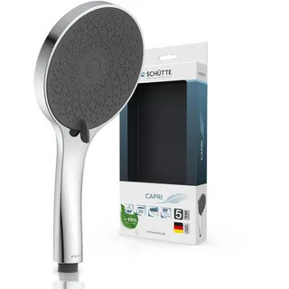 SCHÜTTE Handbrause CAPRI mit Samtstrahl-Technologie | Duschkopf mit über 300 Düsen und 3 einstellbaren Strahlarten | Brausekopf Antikalk für die Dusche | Chrom