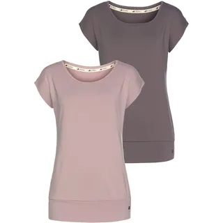 Ocean Sportswear Yoga & Relax Shirt in Rose/Mauve, - Essentials Yoga Shirts«, 2er-Packer Packung, leicht überschnittene Schultern, längerer Schnitt Gr. 42,