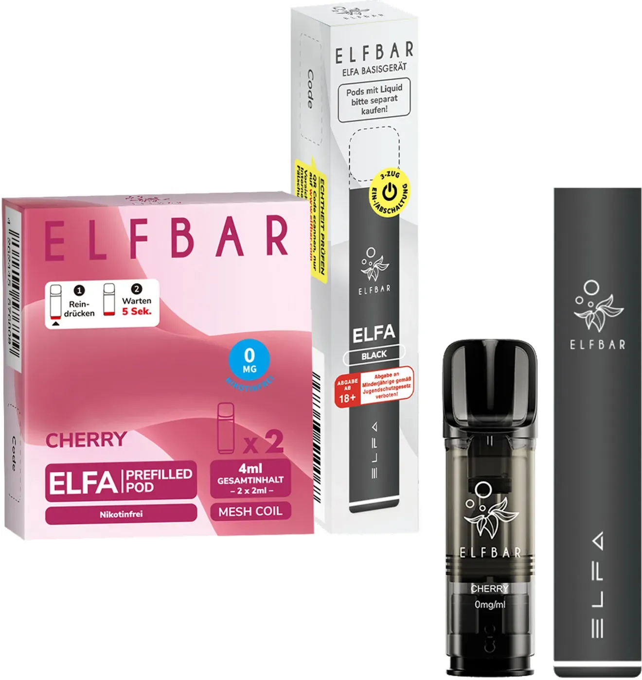 Elf Bar ELFA Black Starterset + Pods Cherry Nikotinfrei
