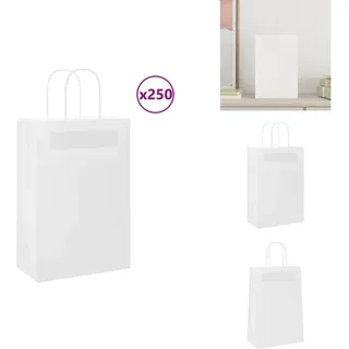 Papiertragetaschen 250 Stk. mit Henkeln Weiß 21x11x31 cm - Papiertragetasche - Papiertragetaschen - Papiertüte - Kraftpapiertüte