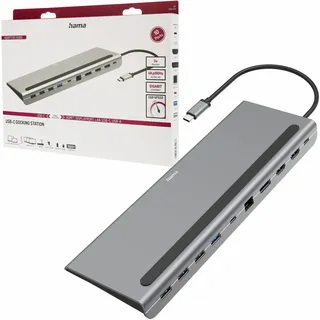 Hama USB-C® Dockingstation + USB Hub, Grau