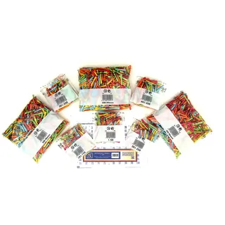 Röllchenlose Set Tombola-Komplettpaket "L" – 2000 bunte Lose (500 Treffer + 1500 Nieten) und 500 Nummernetiketten