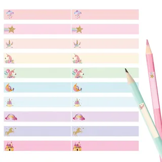 COLOFALLA 200 Stücke 4.6x0.7cm Namensaufkleber Kinder zum Beschriften für Stifte Namenaufkleber Schulkind Namensaufkleber Schule Einschulung Geschenk Namen Etiketten Einhorn (Einhorn)