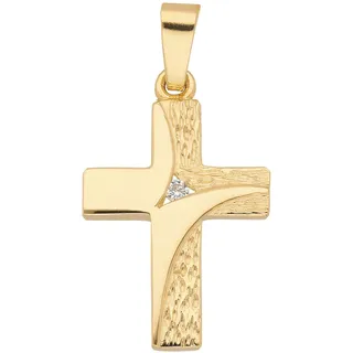 Kreuzanhänger ADELIA ́S "Damen & Herren 333 Gold Kreuz Anhänger mit Zirkonia", gold, Schmuckanhänger, Damen, Gold, mit Zirkonia für Damen & Herren