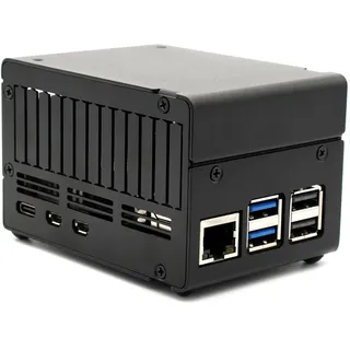 KKSB Gehäuse für Raspberry Pi 5 , passend für NVMe HATs, Aluminium, eloxiert, sandgestrahlt, schwarz