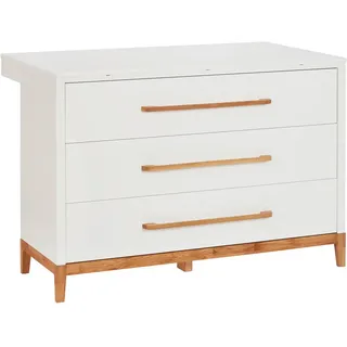 Jimmylee Wickelkommode Scandic, Weiß, Holz, Eiche, massiv, 3 Schubladen, 135x92x47 cm, Babymöbel, Wickelkommoden & Zubehör, Wickelkommoden