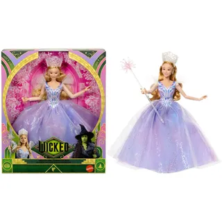 Mattel Wicked: Glinda Deluxe-Modepuppe mit abnehmbarem Outfit und 3 Accessoires, vom Film inspiriert, JFM13, [Mehrfarbig]