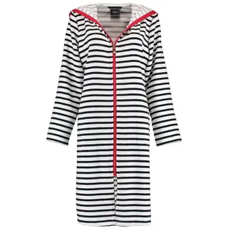 CAWÖ Bademäntel Damen Kurzmantel mit Kapuze Streifen 1244 schwarz-weiß - 96 L