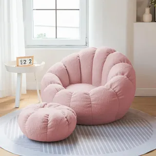 Sofdicht Bean Bag Sitzkissen Sessel Bodenkissen Aufbewahrungstasche (Nur Cover) Große Sitzsack Sitzkissen-Hülle - Indoor wie Outdoor Lounge Gamer Sitzsack Sessel,Rosa