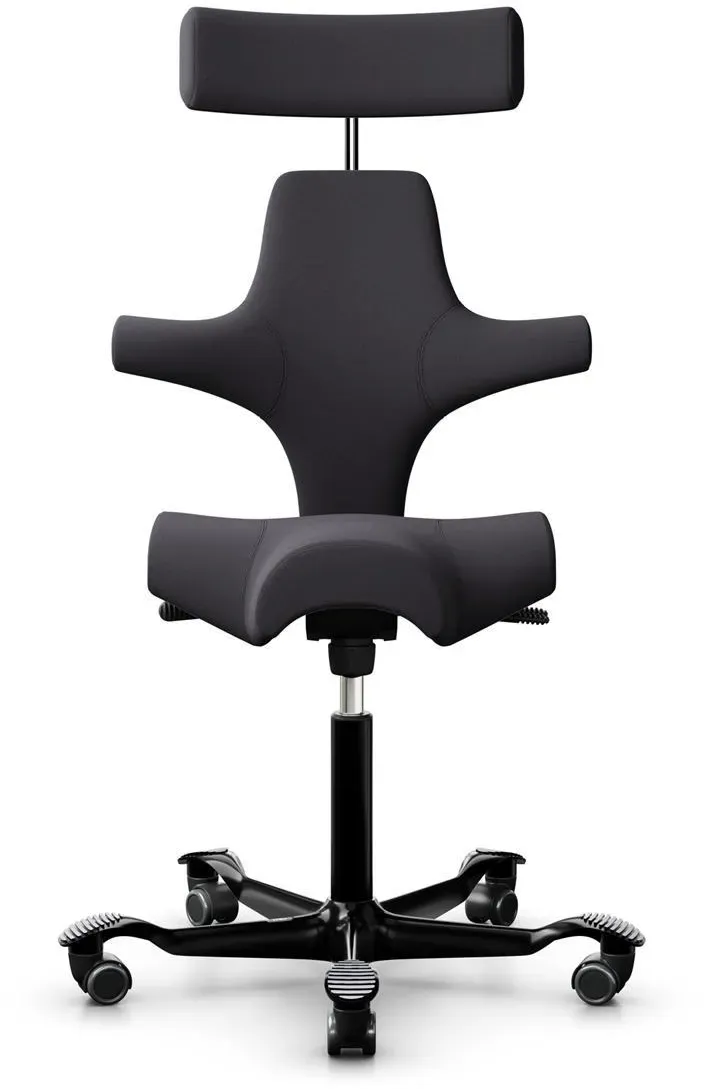 HAG Capisco 8107 Stoff Xtreme Schwarz Gestell Schwarz mit Kopfstütze