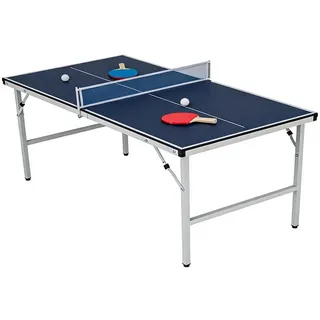 COSTWAY Tischtennisplatte, Klappbarer Tischtennistisch mit Netz, 2 Schlägern & Bällen blau