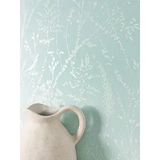 NEWROOM Tapete Türkis Vliestapete Äste - Ästetapete Floral Hellblau Blau Blätter Blumen Blumentapete Romantisch Rosentapete Vintage inkl. Tapezier-Ratgeber