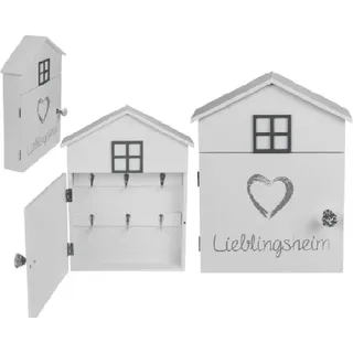 Out of the Blue Schlüsselkasten, Holz, Weiß, 24 x 6 x 29.5 cm