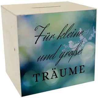 Traumerfüller Spardose aus Holz mit Spruch Für kleine und große Träume EIN schönes Sparschwein um Sich Träume zu erfüllen Sparen Geburtstag Sparbüchse Geld