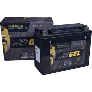 Intact - GEL MOTORRADBATTERIE Bike-Power GEL12-24HL-BS. Ersetzt YTX24HL-BS, Y50-N18L-A3. Motorradbatterie 12V 24Ah 335A. Maße: 205x87x162mm. Mit bis zu 30% mehr Startleistung.