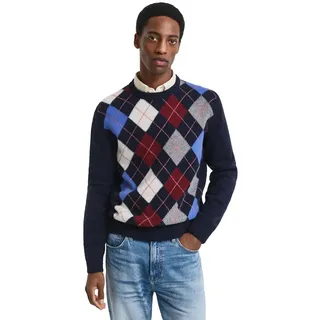 Gant Argyle Pullover - Dark Navy Melange - XL