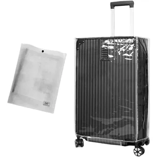 VALINK Koffer-Schutzhülle, wasserdichte Kofferabdeckung, staubdicht, transparent, Kofferschutz, transparent, PVC, wasserdicht, Trolley-Kofferabdeckung, 45,7 cm, transparent
