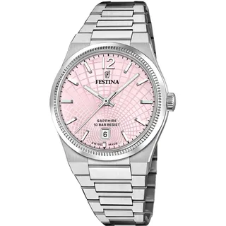 Festina Swiss Made Armbanduhr Edelstahl 316L Silber - Quarzwerk - Kratzfestes Saphirglas - Wasserdicht 10 ATM - Datum F20052/3 Rive Collection