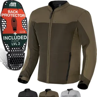 SHIMA OpenAir Motorrad Jacke Herren mit Protektoren AirForce Rückenprotektor Motorradjacke Sommer Mesh Belüftet Textiljacke Schutzjacken Protektorenjacke Luftige (Männer, Braun, M)