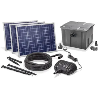 esotec Solar Teichfilterset Premium 150/5000, Teichfilter Komplettset mit Pumpe 5000 l/h, Gartenteich Außenfilter, 150W, mehrere Programm-Modi, Teichpumpe Förderhöhe 2,5m, IP68 101082
