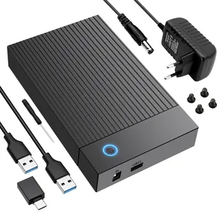 Pixelure Festplatten Dockingstation für 2,5''/3,5'' SATA HDD & SSD, USB C/USB 3.0 SATA HDD Festplatten Docking Station Gehäuse Festplattengehäuse,6Gbps FestplattenAdapter mit 12V/2A Netzadapter,UASP