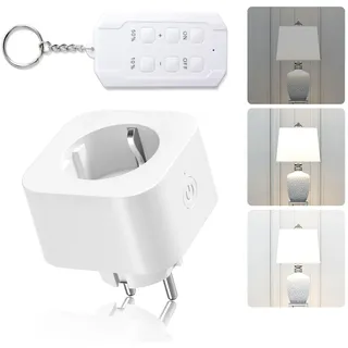 BrightArk Dimmer Steckdose Mit Fernbedienung, 30M Reichweite, 1 Steckdose + 1 Fernbedienung Zum Dimmen für LED/INC/CFL Glühlampen Weiß
