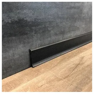 PROVISTON | Sockelleiste 12.8 x 60 x 2500 mm pvc Fußleiste Schwarz