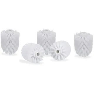 Relaxdays WC Bürstenkopf im 5er Set, lose Toilettenbürsten, 12mm Gewinde, Ersatzbürstenkopf Durchmesser 7 cm, weiß,