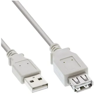 InLine USB 2,0 Verlängerung, Stecker / Buchse, Typ A, beige/grau, 2m