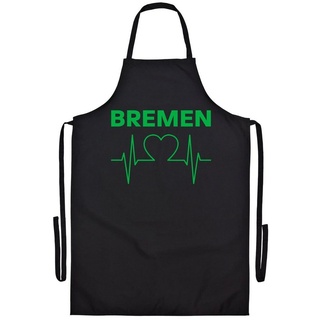 multifanshop Grillschürze - Bremen - Herzschlag - Druck grün - Schürze