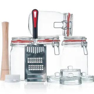 Fermentier-Set Drahtbügelglas 1140 ml mit Zubehör