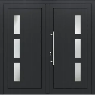 Kunststoff Doppel Haustür "NELLY" 71 mm Anthrazit RAL 7016 beidseitig innen öffnend DIN links