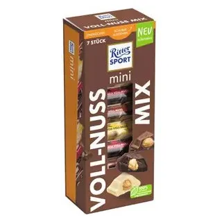 Ritter-Sport Minischokolade Mini Turm Vollnuss Mix, Minischokoladentäfelchen, 7 Stück, 116g