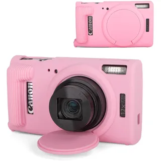 kinokoo Tasche für Canon IXUS 285 HS, weiche Silikonhülle passend für Powershot IXUS 285 HS(A)/ELPH 360 HS (A) /IXY650 (A) Kamera mit abnehmbarem Objektivdeckel, Kratzfest und leicht - Rosa