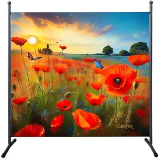 Quick Star Paravent Mehrfarbig, Rot, Metall, 178x180 cm Sonnen- | Sichtschutz, Sichtschutz Garten Balkon Sichtschutze