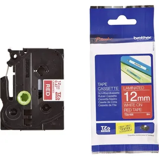 Brother TZ-435 12mm weiß auf rot