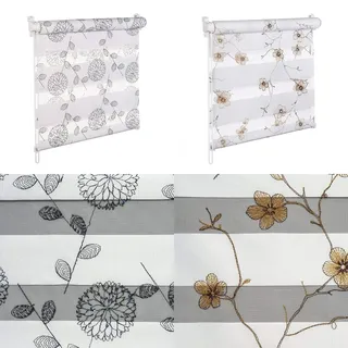 KSHANDEL24 DOPPELROLLO MIT Pailetten UND GLANZFASER Kupfer BRAUN Weiss SCHWARZ Blumenmuster (Blumen Kupfer Glanzfaser, 115x200 cm)