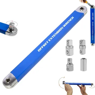 enseak schraubwerk Offset schlüssel,angelfix pro,anex Offset Adapter,gekröpfter verlängerungsschlüssel,Offset Extension Wrench,15 Inch Multifunctional Offset Extension Wrench with 1/4", 3/8"
